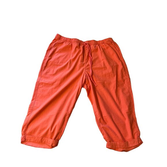 💖Lane Bryant coral capri midrise with elastic, drawstring waist, front pockets - Picture 1 of 6